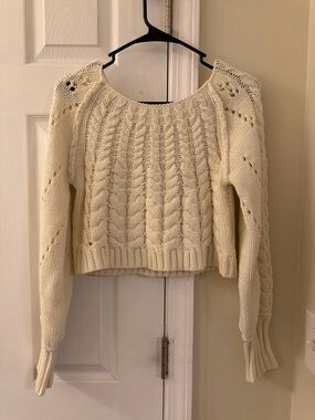 Altar’d State Cream Cable Knit Cropped Sweater